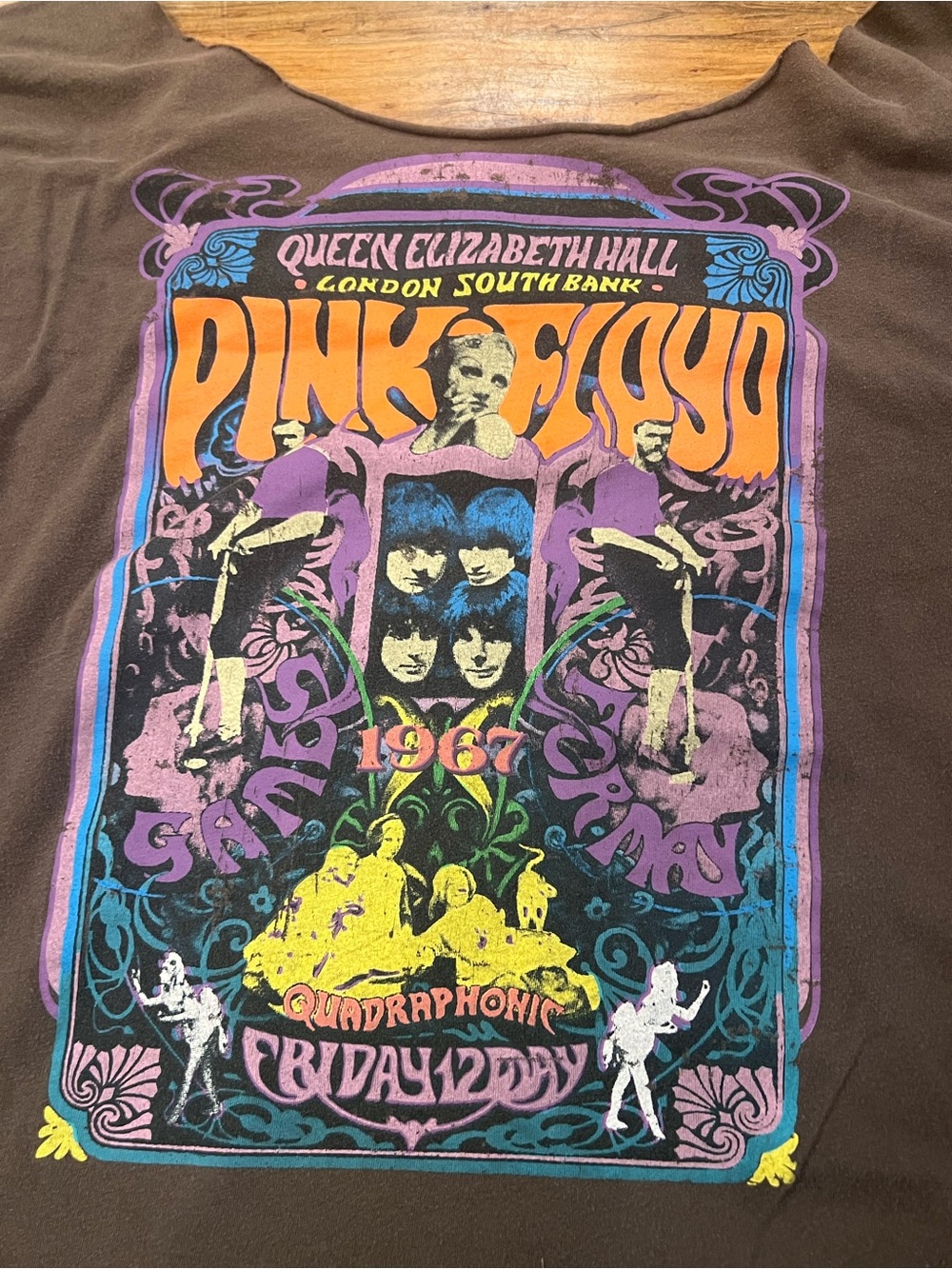 Pink Floyd Brown Tee with Orange, Purple, Blue and Yellow Graphic